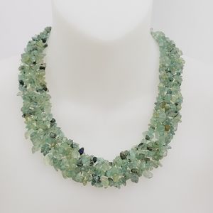 NEW Prehnite Beaded Necklace in Stainless Steel